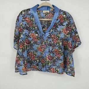 Victoria's Secret Vintage Gold Label Floral Semi-Sheer Pajama Top SZ M‎